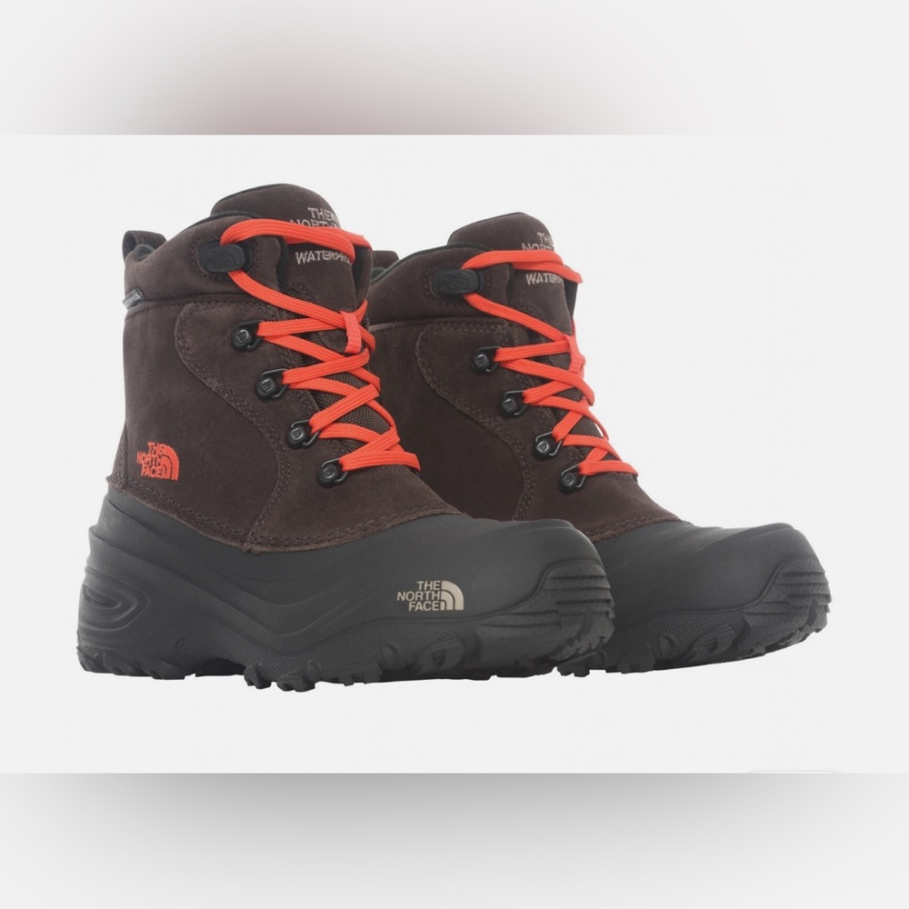 The North Face Brown and Black  snow Boots with Red Laces